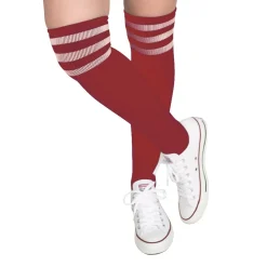 Socken Fussball, rot mit weißen Streifen