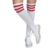 Socken Fussball, weiß mit roten Streifen