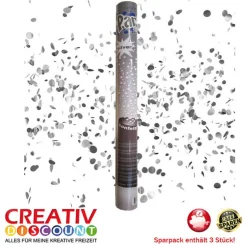 SPARPACK! Konfetti-Shooter Silber 60cm 3Stk