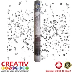 SPARPACK! Konfetti-Shooter Silber 60cm 12Stk