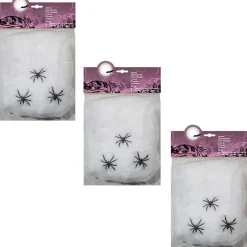 SPARPACK! Spinnweben / Spinnennetz mit 3 Spinnen 20g weiß 12 St