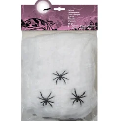 Spinnweben / Spinnennetz mit 3 Spinnen, 20g, weiß