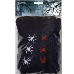 Spinnweben / Spinnennetz mit 6 Spinnen, 100 g, schwarz