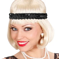Stirnband aus Pailletten, schwarz