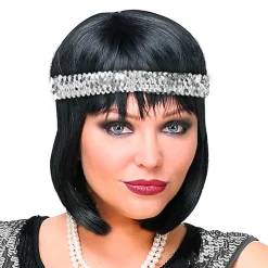 Stirnband aus Pailletten, silber