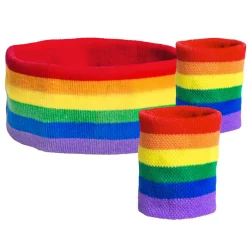 Stirnband und Schweißband, regenbogenfarben