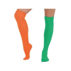 Strümpfe Overknee für Damen, grün-orange