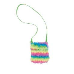 Tasche aus Plüschfell, regenbogen