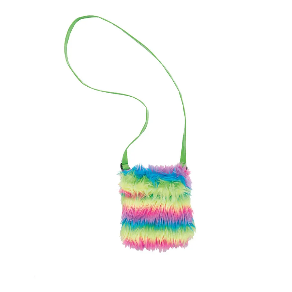 Tasche aus Plüschfell, regenbogen