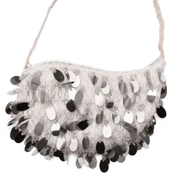 Tasche mit Pailletten, silber