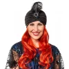 Turban Hut mit Feder und Kristall-Brosche