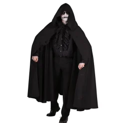 Umhang Dark Raven mit Kapuze, schwarz, Einheitsgröße