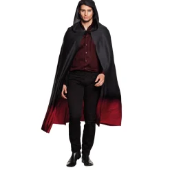 Umhang mit Kapuze, schwarz/rot, 170 cm