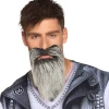 Vollbart Rocker, grau, selbstklebend