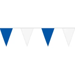 Wimpelkette aus Stoff, blau-weiß, 6m, 15 Flagge á 26x18cm, Polyester