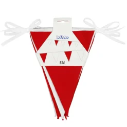 Wimpelkette aus Stoff, rot-weiß, 6m, 15 Flagge á 26x18cm, Polyester